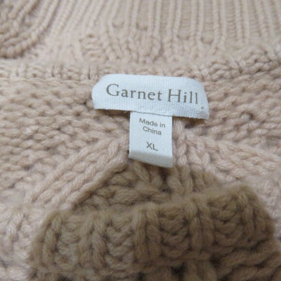 GARNET HILL 100% Recycled Cashmere Chunky Boatneck Sweater XL Oatmeal Soft Girl - Picture 12 of 13